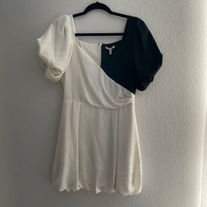 Black and White Puff Sleeve Dress